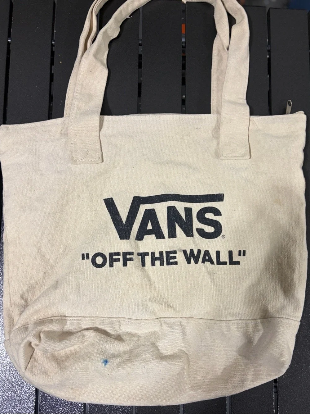 Vans Natural Canvas Tote with Black Logo vintage
